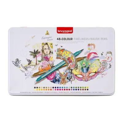 Bruynzeel Creatives - fineliners/brush pens - 48 stuks