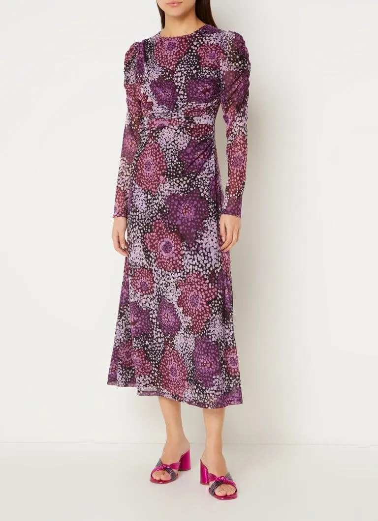 Bella midi jurk van mesh met bloemenprint