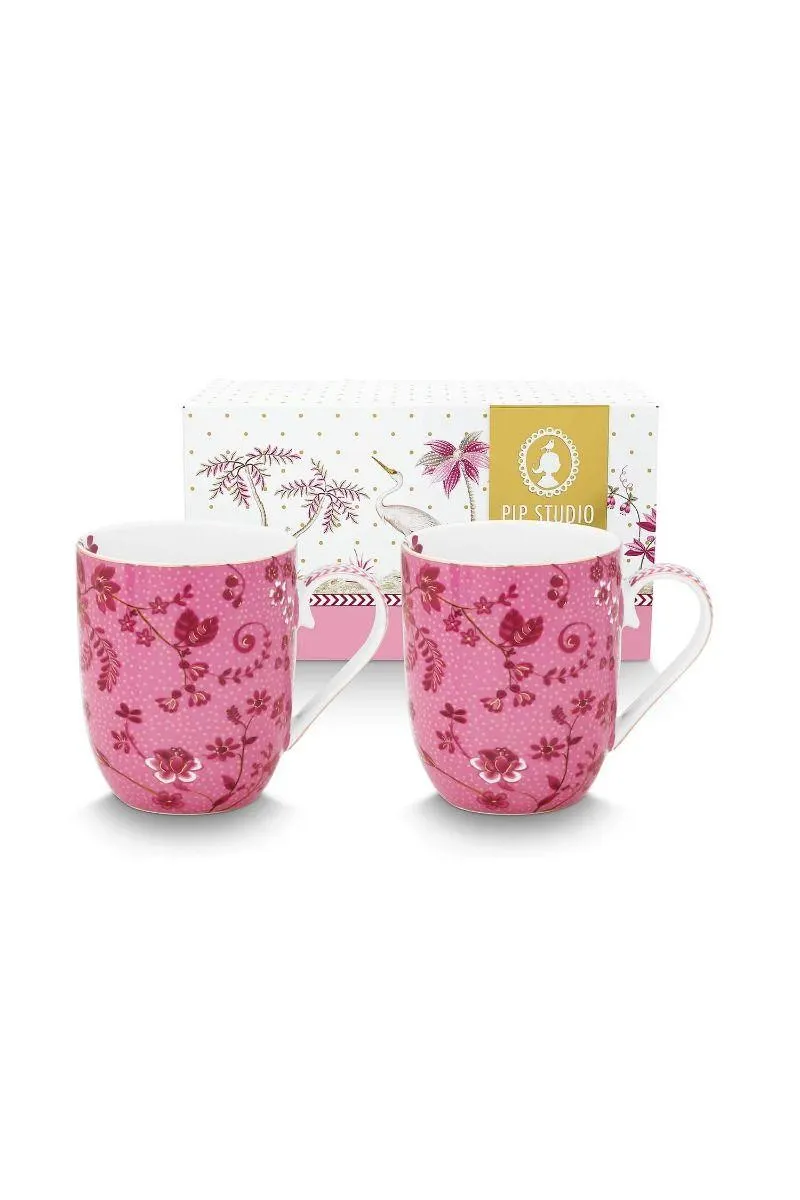 Set/2 Mokken Klein Jolie Bloemen Roze