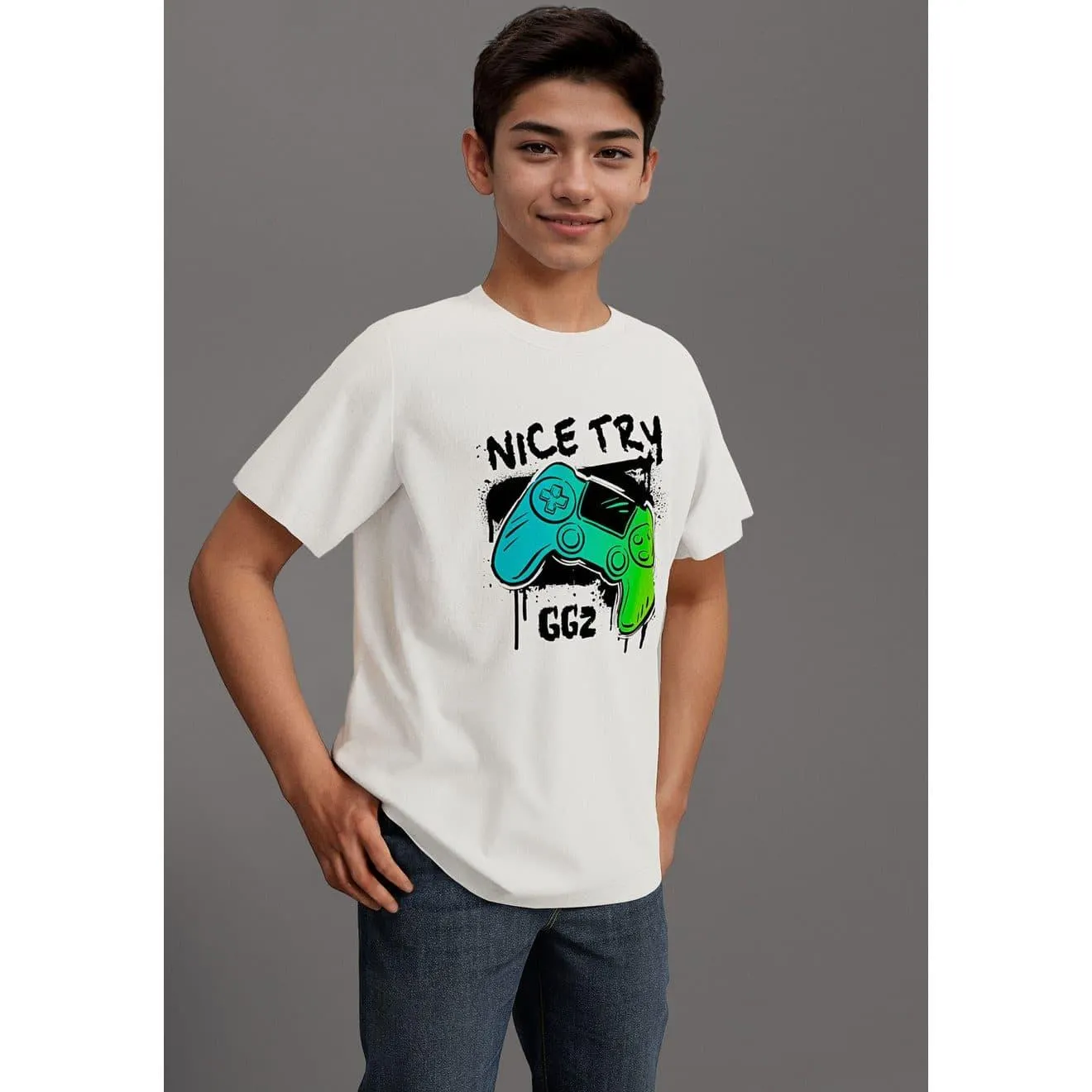 KIDSWORLD T-shirt Gamer-print: NICE TRY