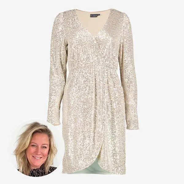 TwoDay dames jurk met pailletten beige