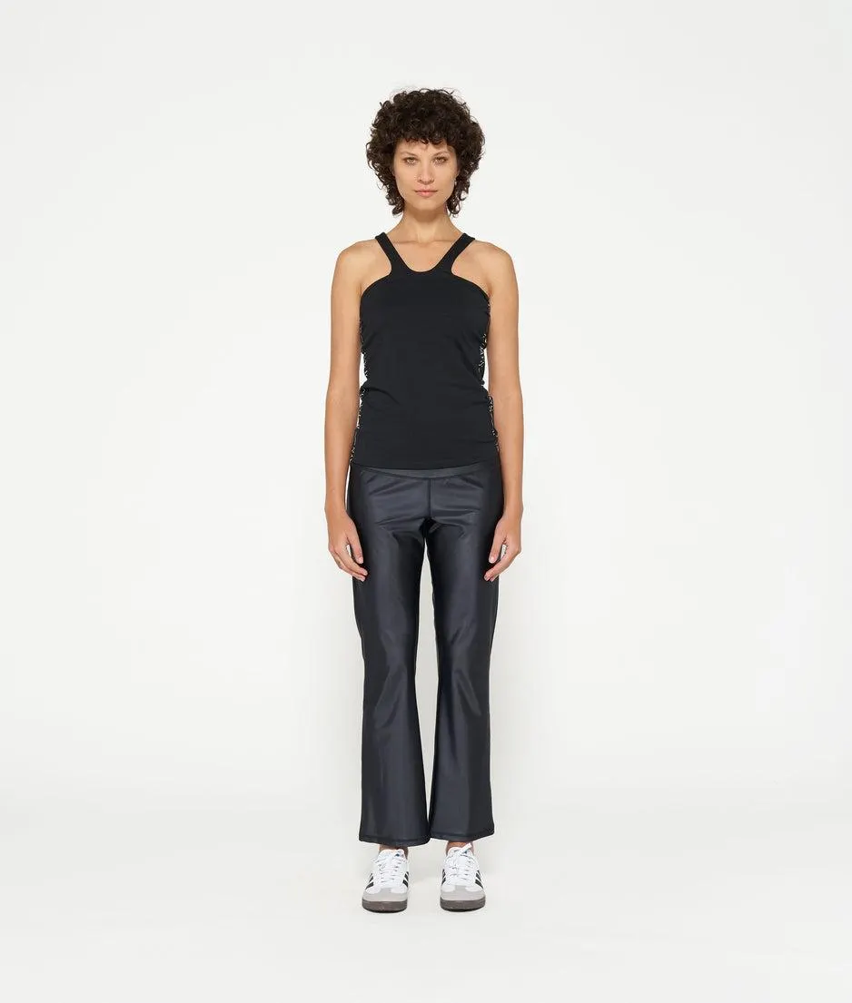 flared shiny yoga leggings