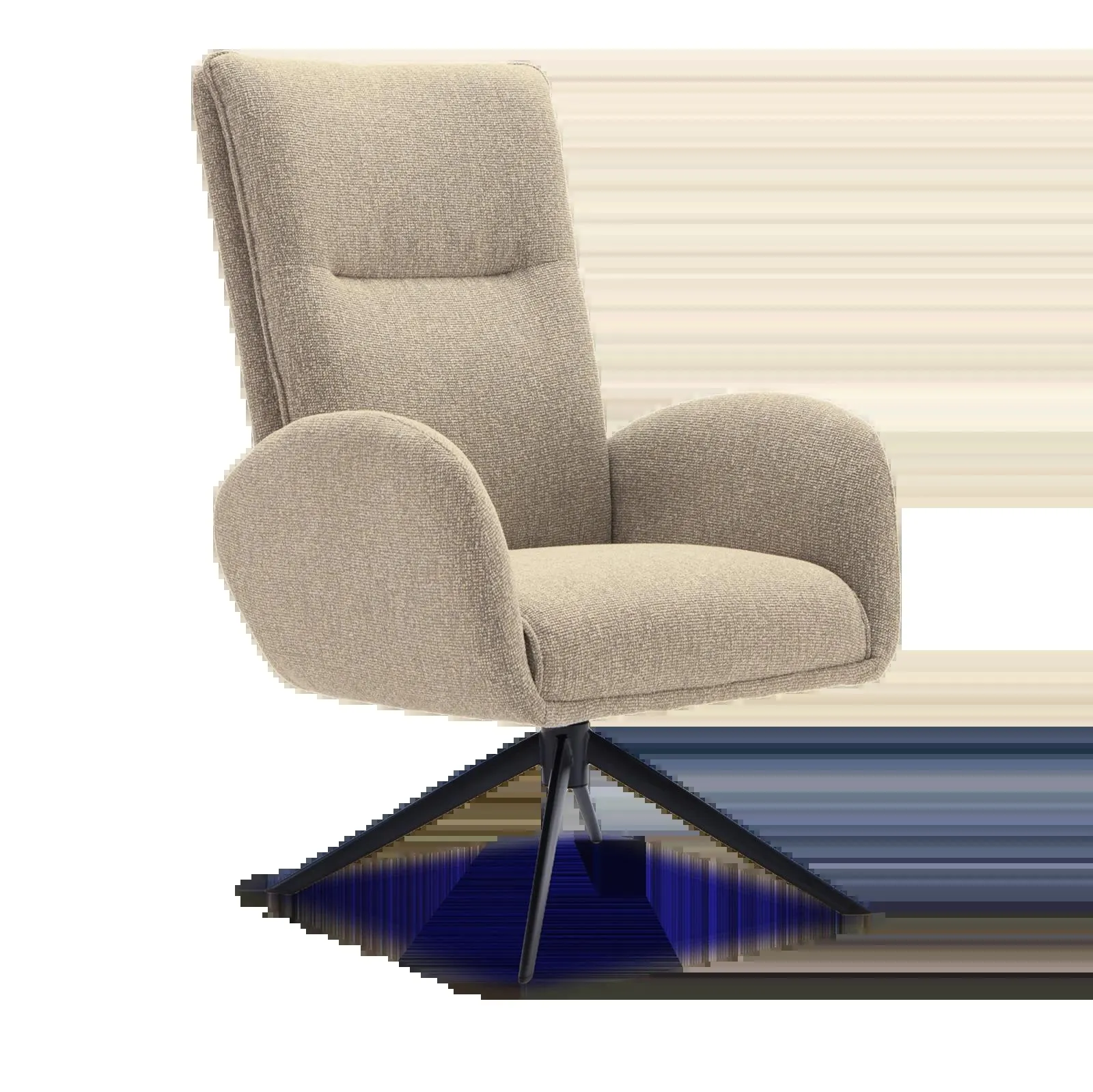 Draaifauteuil Whisper (hoog/poot: zwart) - Lodge Clay