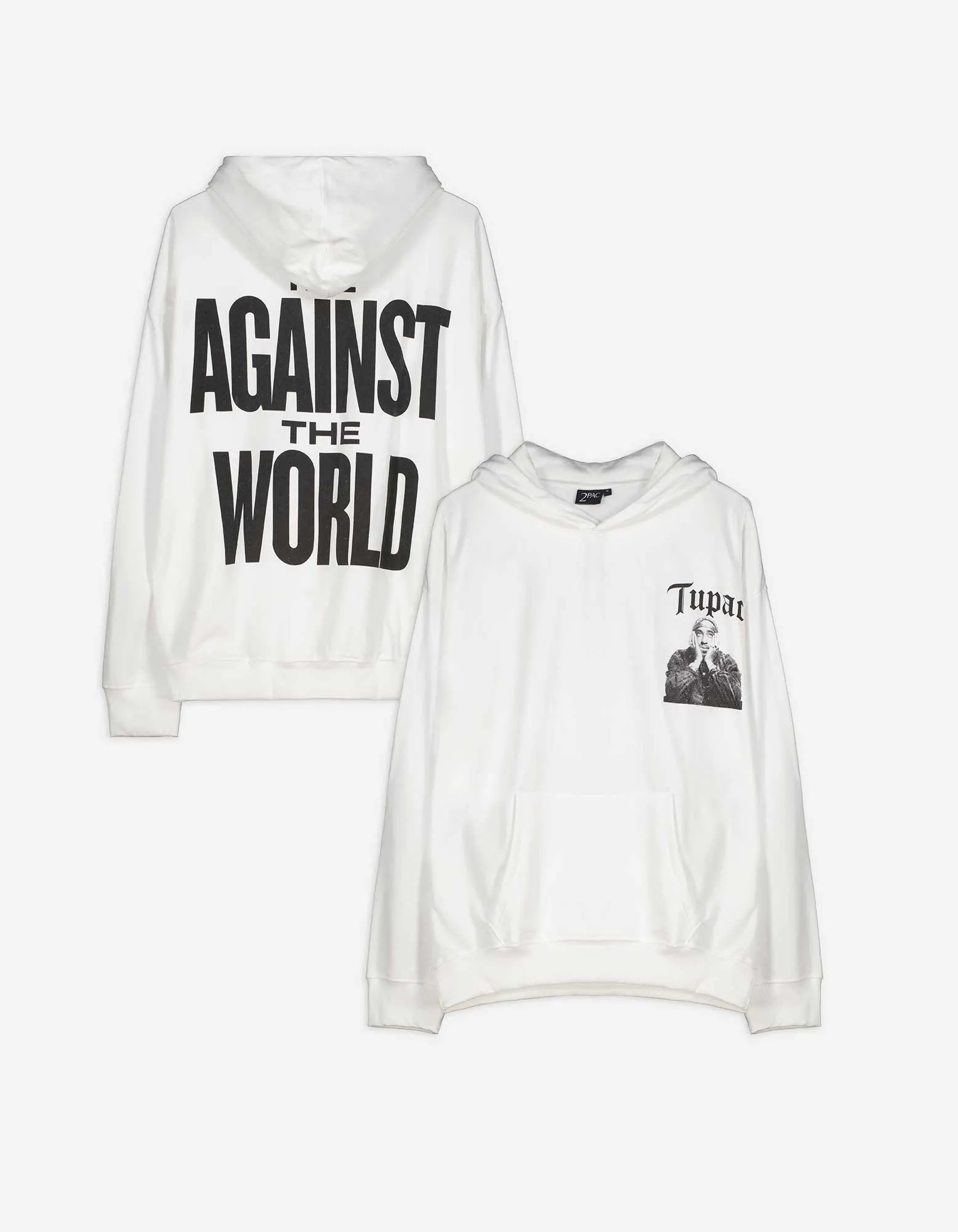 Mikina s kapucí - 2Pac - bílá