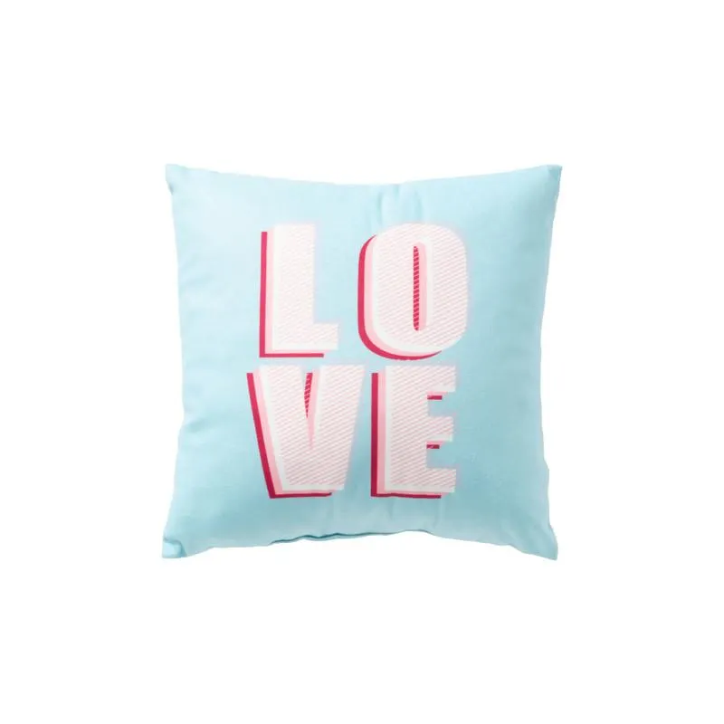 Kussen love - blauw/roze - 30x30 cm