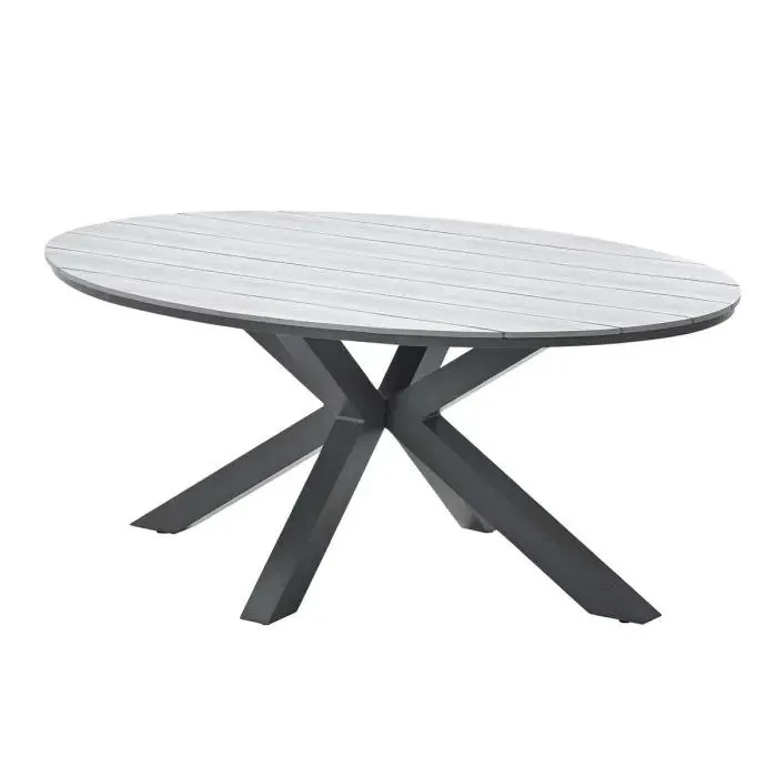 Tulli tuintafel 180 x 115 x H75 cm ovaal - grey teak vironwood