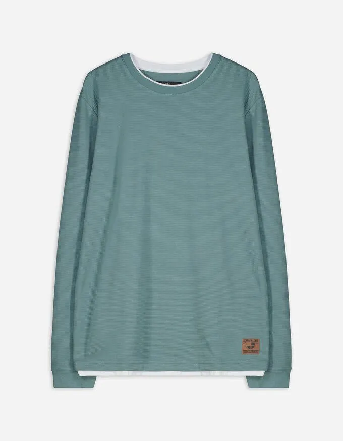 Tričko s dlouhým rukávem - Dvouvrstvý vzhled - tmave zelena