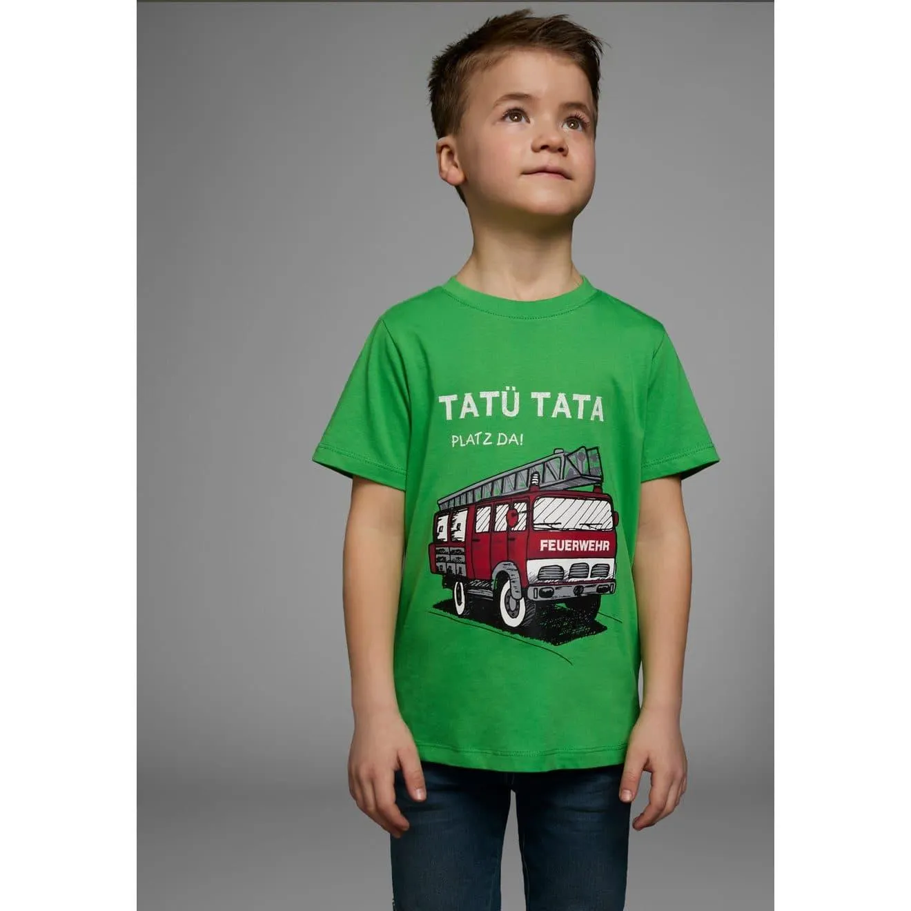 KIDSWORLD T-shirt Brandweer-print: PLAATS DA Korte mouwen, basic gesneden, met coole statements