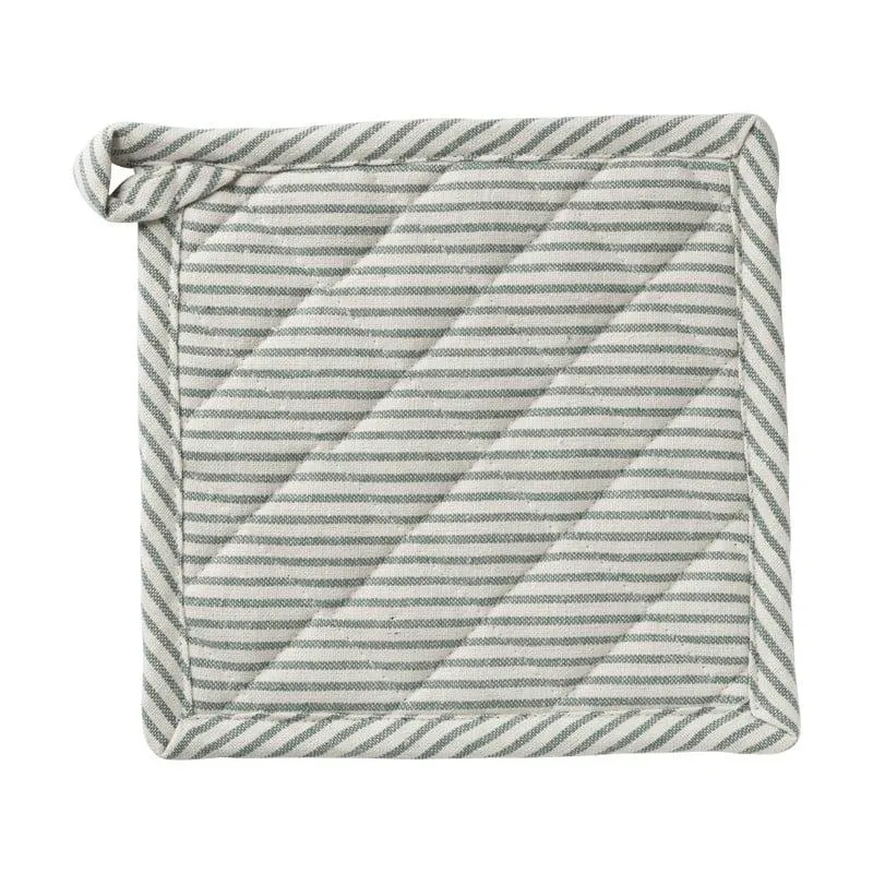 Pannenlap gestreept - groen/wit - 20x20 cm