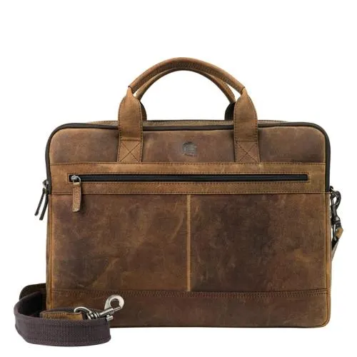 Pylos59 Laptoptas / Aktetas / Werktas 15.6 Inch Leer Hunter Bruin