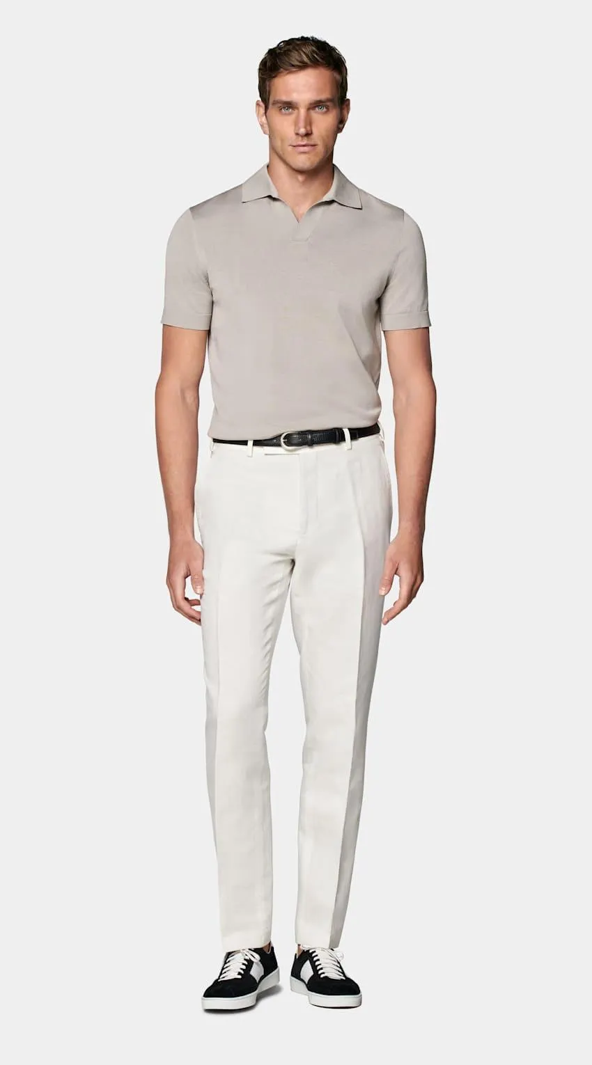 Light Taupe Buttonless Polo