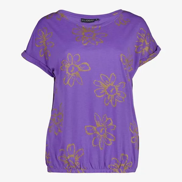 TwoDay dames T-shirt paars met bloemenprint