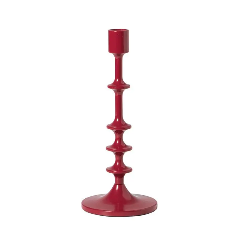 Kandelaar middel - bordeaux rood - ø10x23.5 cm