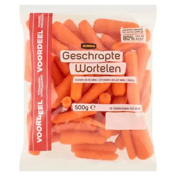 Jumbo Geschrapte Wortelen Voordeelverpakking 500g