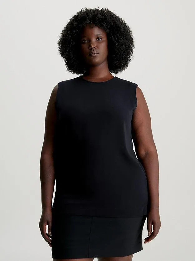 twill mouwloze top met structuur