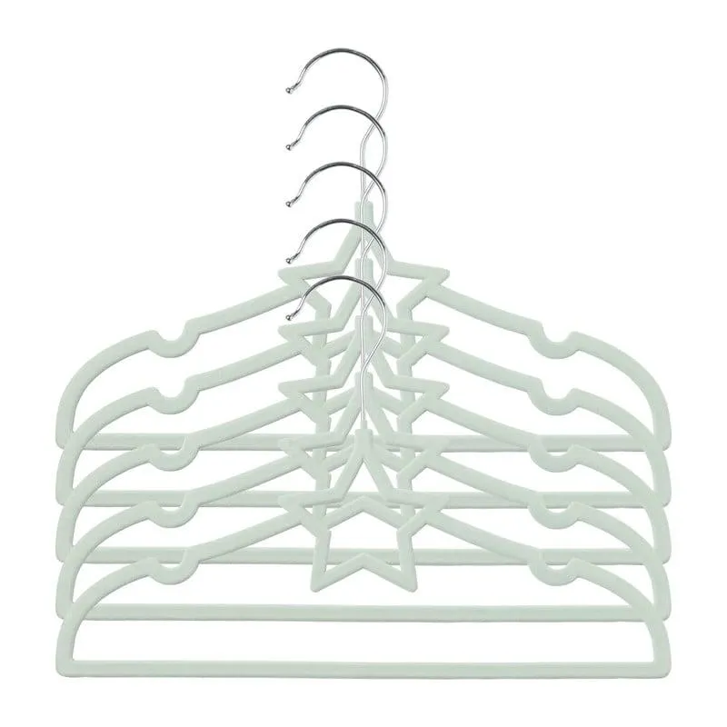 Kinder kledinghanger ster - vilt - groen - set van 5