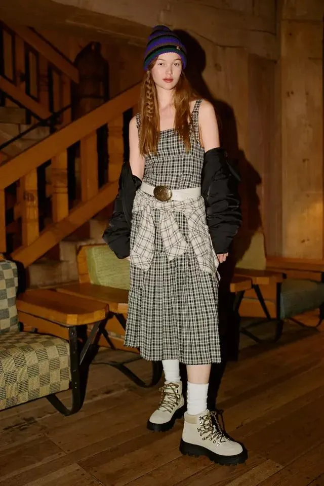 BDG Cameron Pleated Fit & Flare Midi Dress