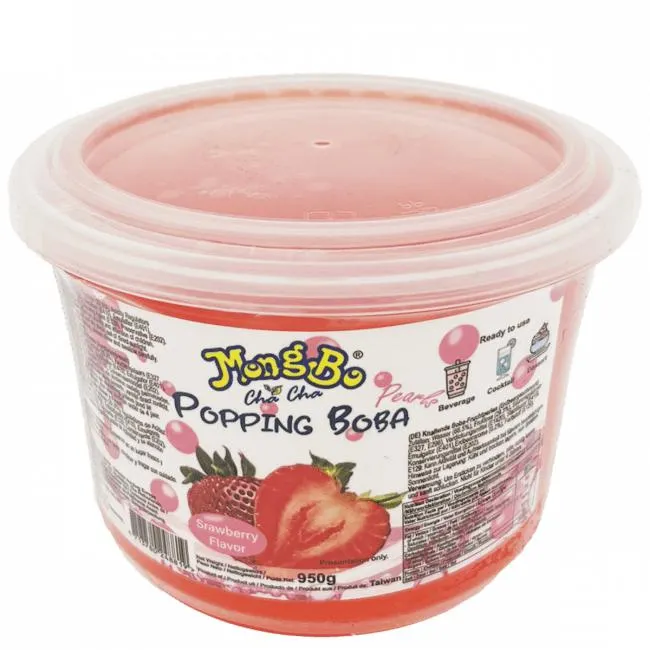 Mongbo Chacha Popping Boba Parels Aardbeiensmaak 950g