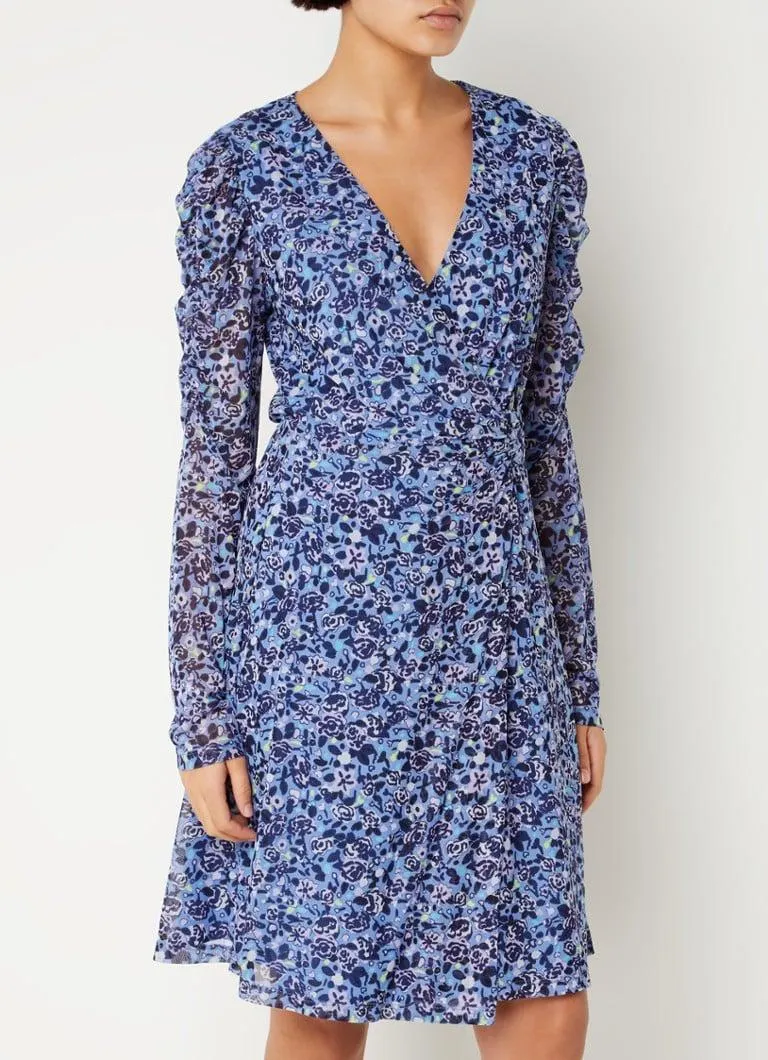 Flake semi-transparante mini jurk van mesh met bloemenprint