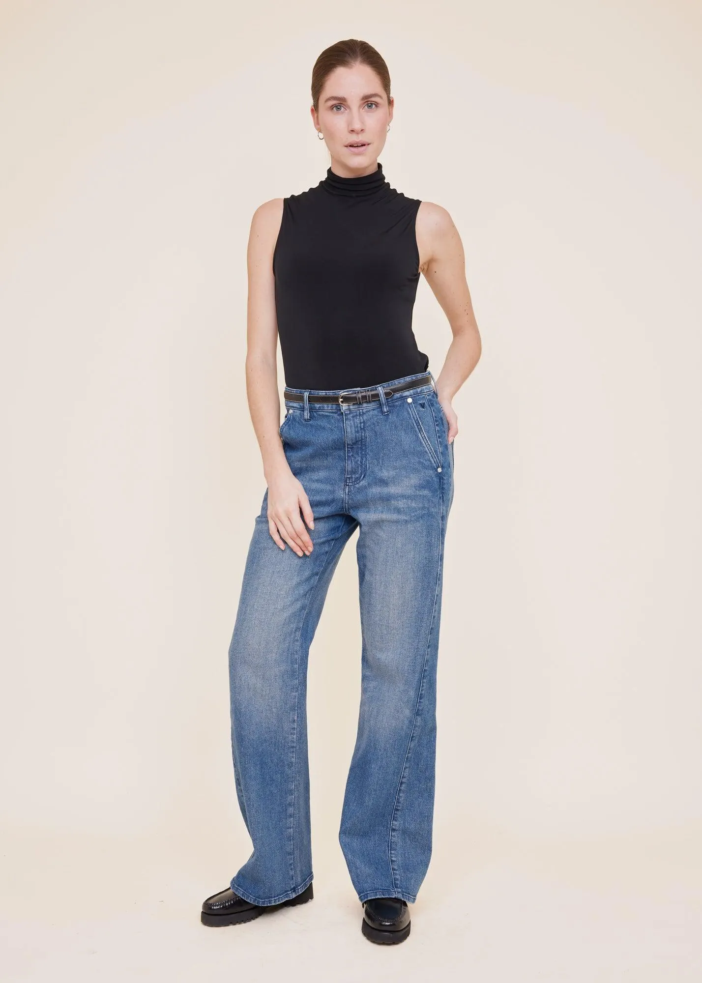 Tricot tanktop met col