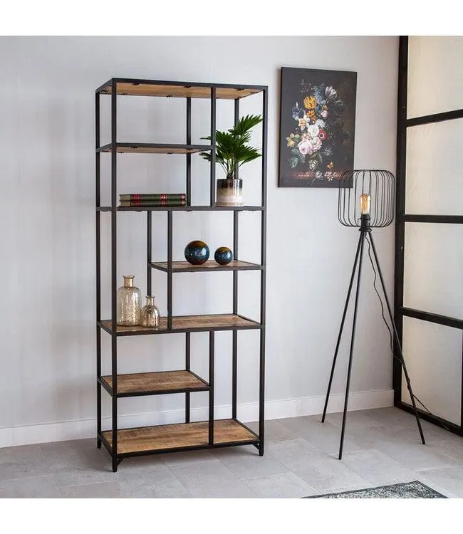 Industriële boekenkast Sparrow hout 80 x 188