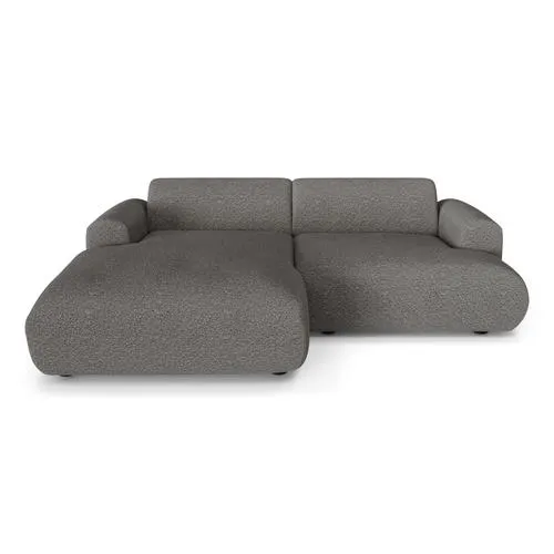 Sia Home - Hoekbank links MYRA - Bouclette stof - Grafiet grijs - 266cm