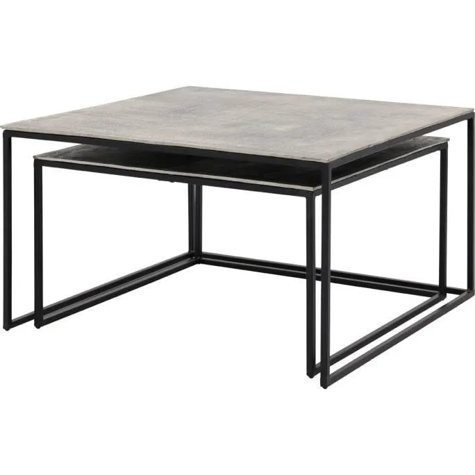 Salontafel Coco XL set van 2 alu silver antique