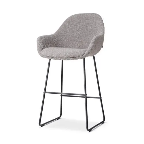 Nolon Nino-Mae Barkruk Bouclé Taupe - met Armleuning - Zwart - 65 cm