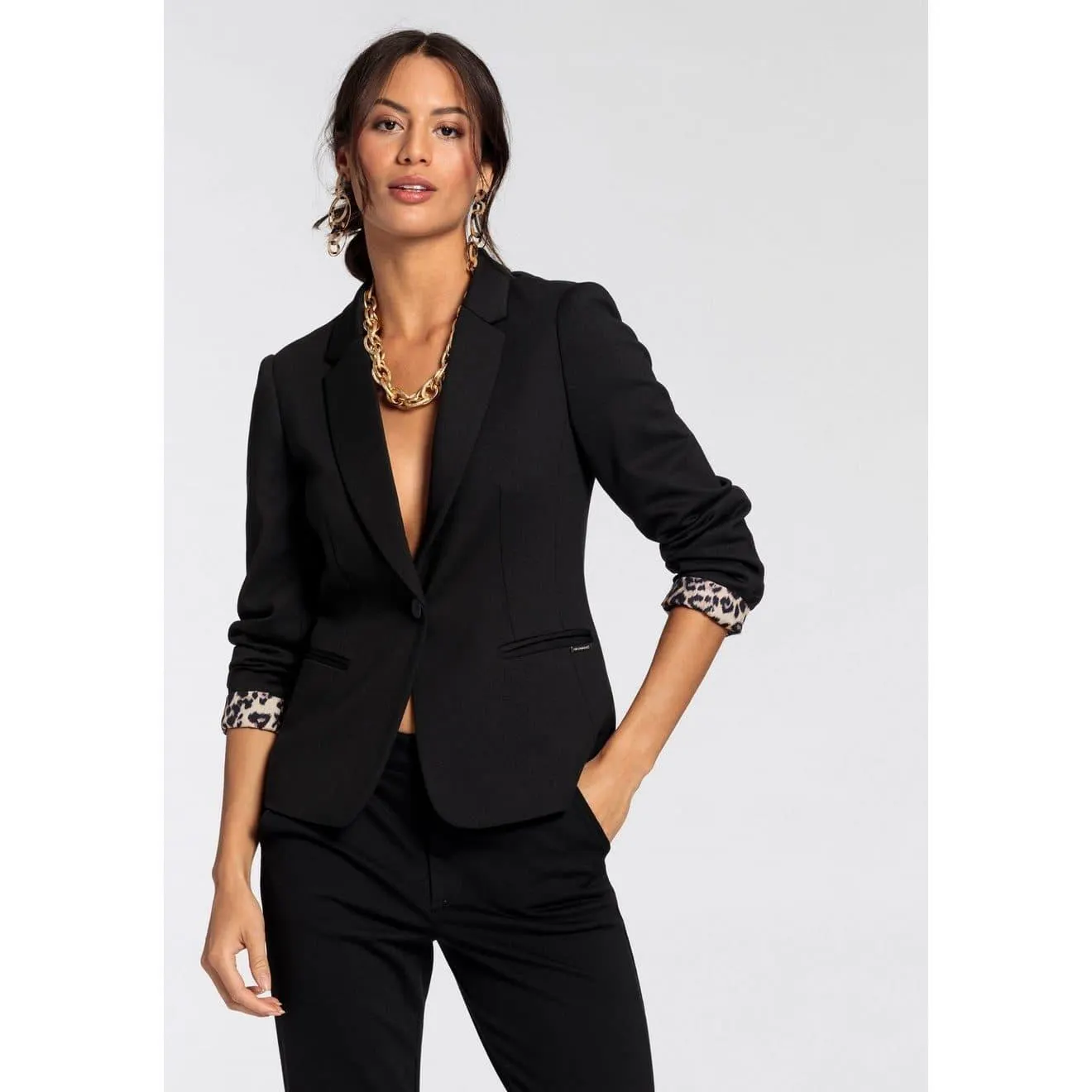 Bruno Banani Korte blazer Leeuwenprint voering