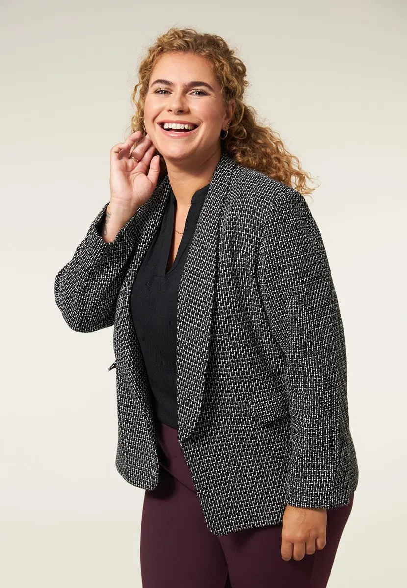 Blazer jacquard print zwart