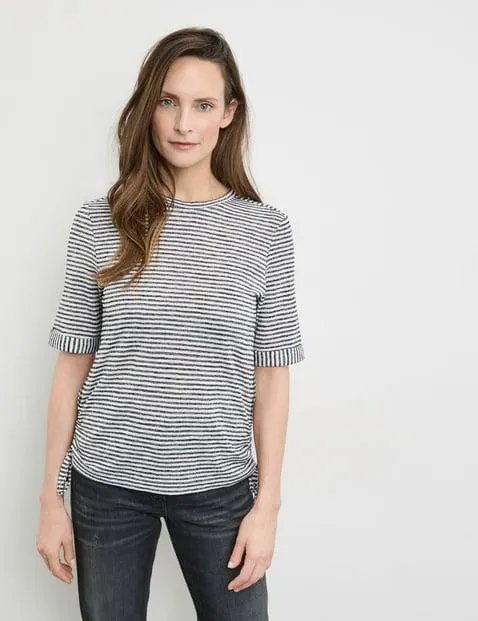 Gestreept shirt met plooitjes