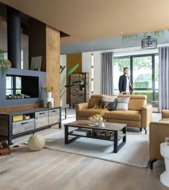 bergkast 100 cm - 3-deuren + 1-lade + 3-niches (+ LED) - Driftwood