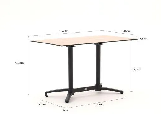 Forza Ripi/Canzo 140cm dining tuinset 5-delig stapelbaar inklapbaar