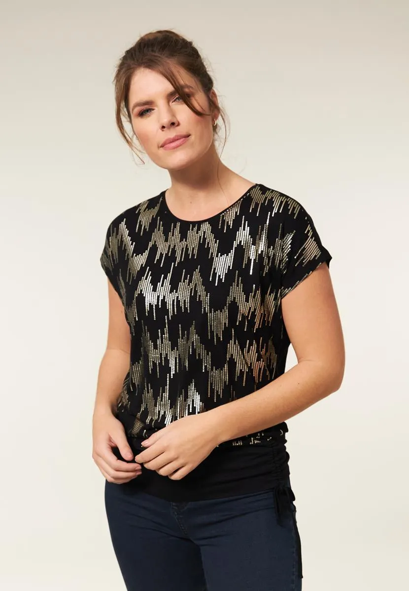 Top pailletten zwart