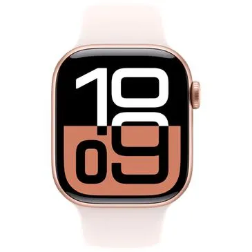 Apple Watch Series 10 42mm Goud (Rosé Rubberen Band S/M)