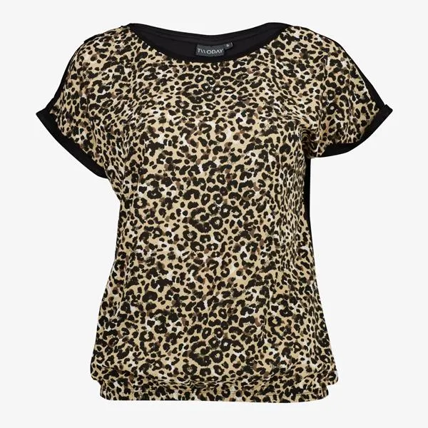 TwoDay dames T-shirt zwart/bruin met print