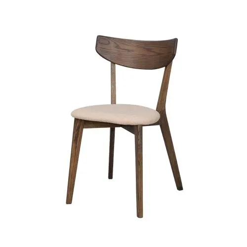Rowico Home Ami Houten Eetkamerstoel Donker Eiken - Beige Zitkussen