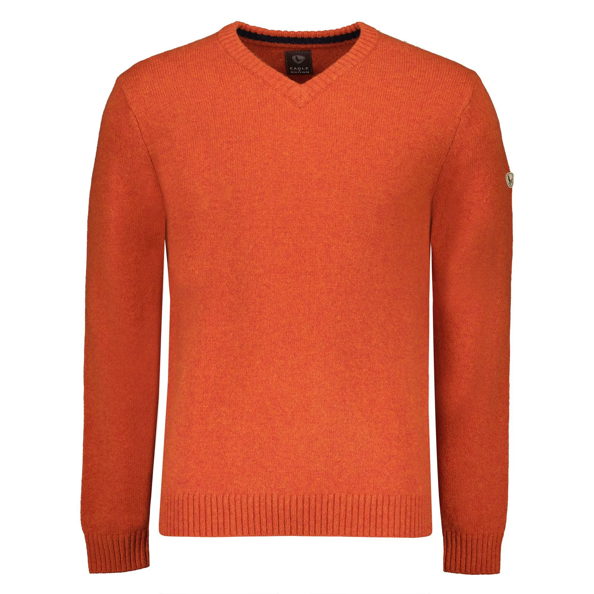 Lamswollen Trui met V-hals Caramel