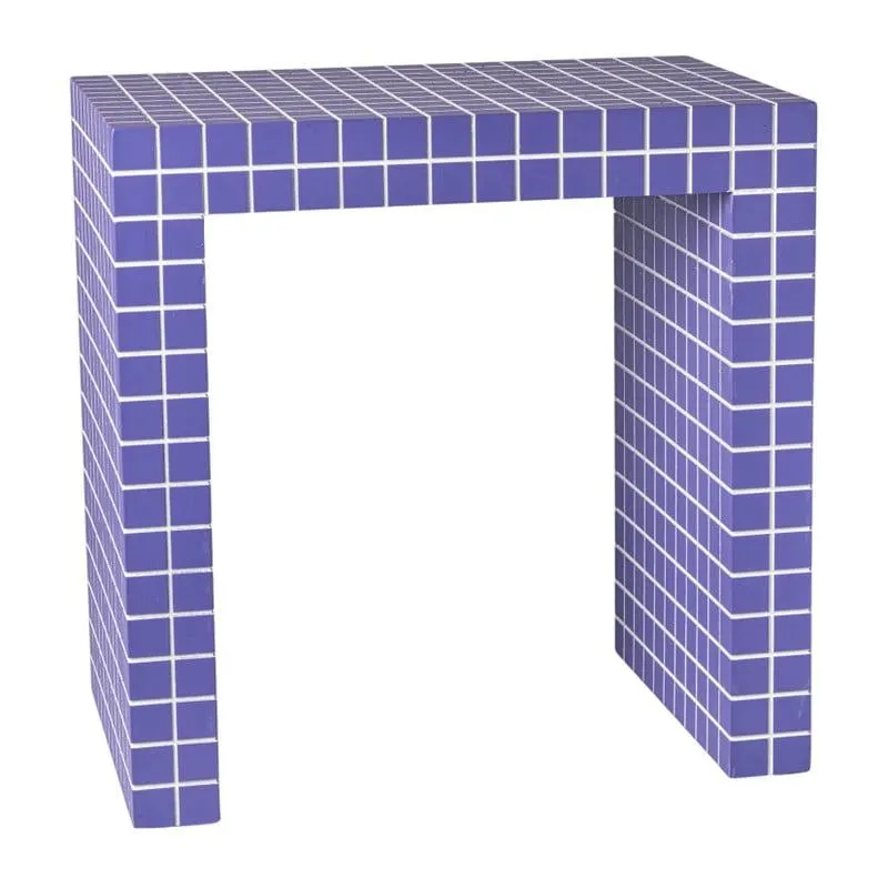 Bijzettafel checks - paars - 48x48x32 cm