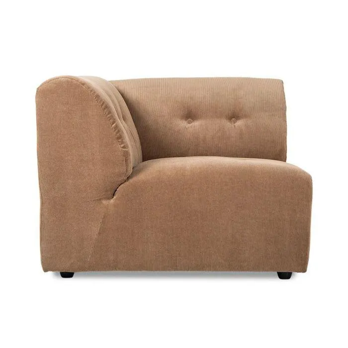 Vint couch: element left, corduroy rib, brown