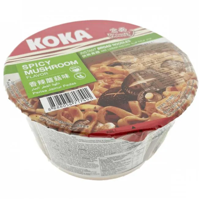 Koka Instant Bowl Brede Noedels Pittige Paddestoel Smaak 95g