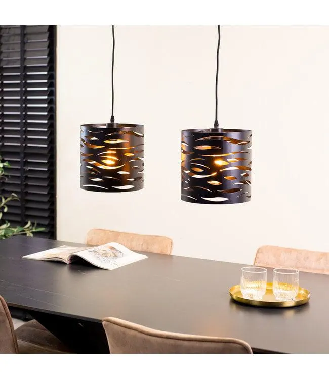 Industriële hanglamp Freckle 2-lichts zwart