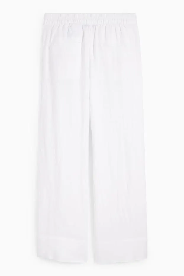 Linen trousers - high waist - wide leg
