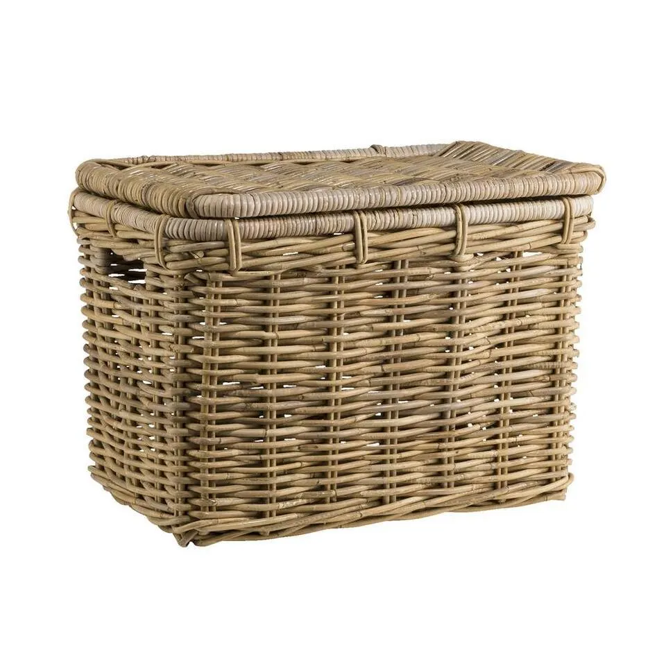 Mand met deksel Meike - antiek grijs - 55x40x40 cm