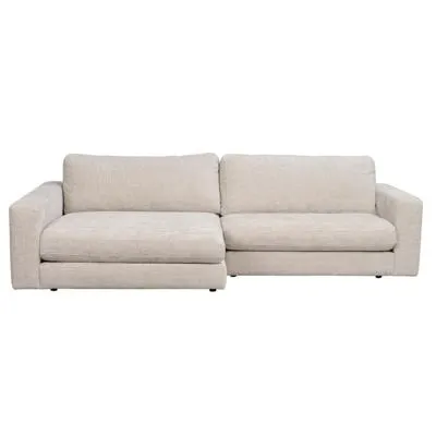 Modulaire gestoffeerde hoekbank Duncan - 258 cm Lichtgrijs/beige