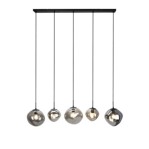Hanglamp Macato zwart smoke glas 5-lichts