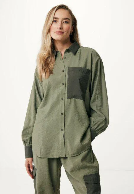 Blouse Met Borstzak Khaki