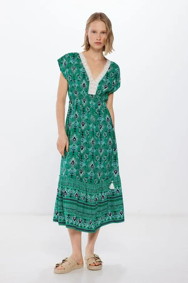 Vestido Midi Caftán Estampado