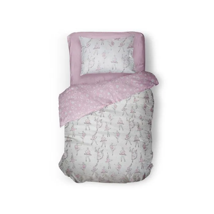 LINNICK Kinder Dekbedovertrek 100% katoen Rina - roze 140x200cm