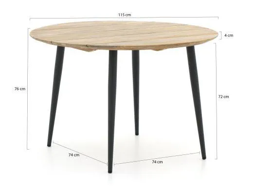 Manifesto Belpasso/Falcade ø 115cm dining tuinset 5-delig stapelbaar